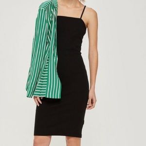 NWT Topshop Square Neck Black Bodycon Midi Dress
